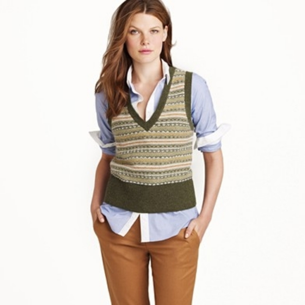 J. Crew Dream Angora Fair Isle Menswear Vest In S NWOT